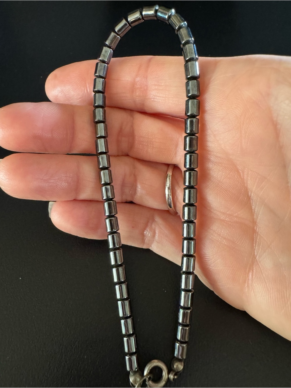 Hematite Beaded Anklet - 9.5” - Picture 2 of 2